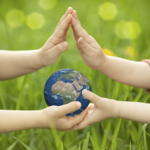 Earth in children`s hands